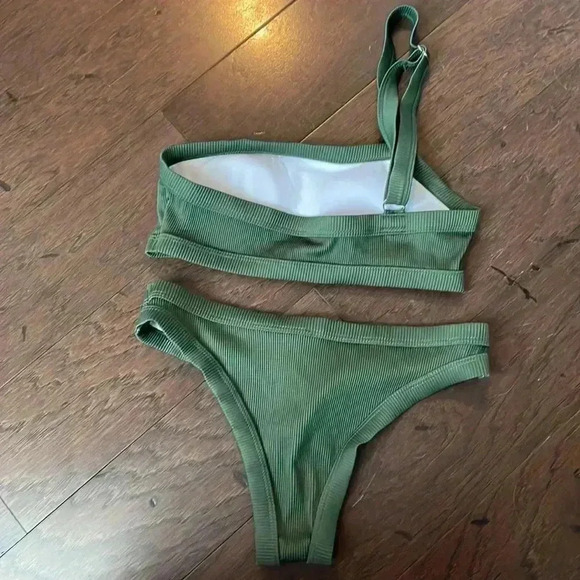 ZAFUL One Shoulder Textured Ribbed Bikini Set - Picture 5 of 8